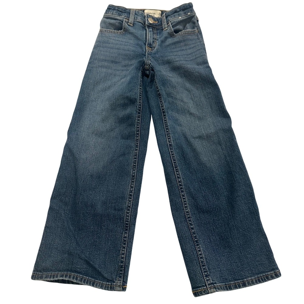 Abercrombie Kids High Rise Wide Leg Jeans Sz 5/6 Long Adjustable Waist Loose Fit
